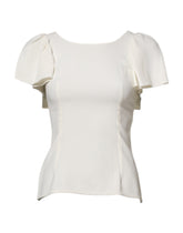 Dolce & Gabbana White Round Neck Short Sleeves Blouse Top